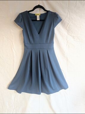Yellow Star Blue Fit-and-Flare Dress